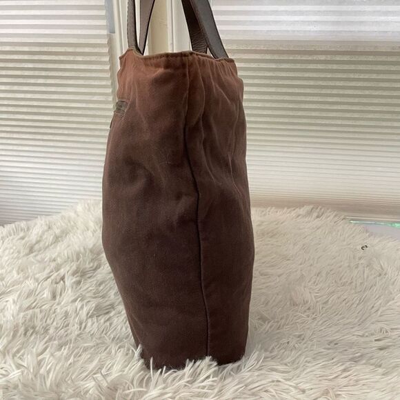 Celine Vintage Reversible Green Nylon & Brown Canvas Tote Shoulder Bag medium - Picture 8 of 12